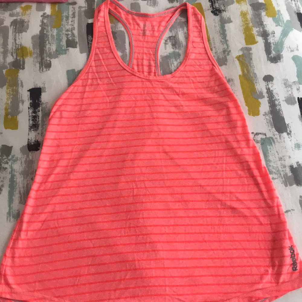 Medium size hot pink striped Reebok tank top
